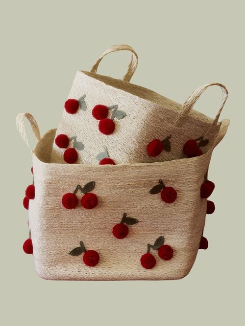 Pom Pom Seagrass Storage Basket