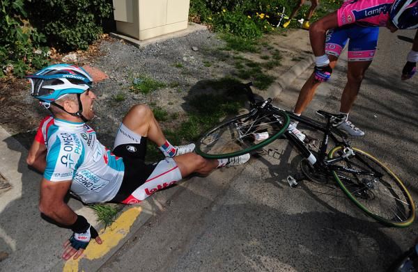 Many of the crashes came on the paved roads in between the cobbled sectors.