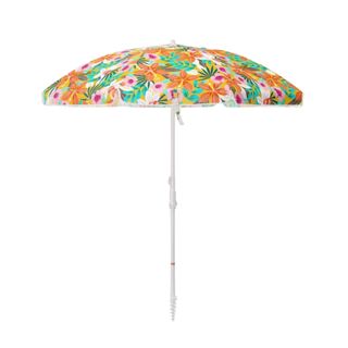 Floral umbrella on white background