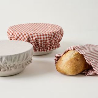 Orange Gingham Bread Bowl Cover & Bag Set