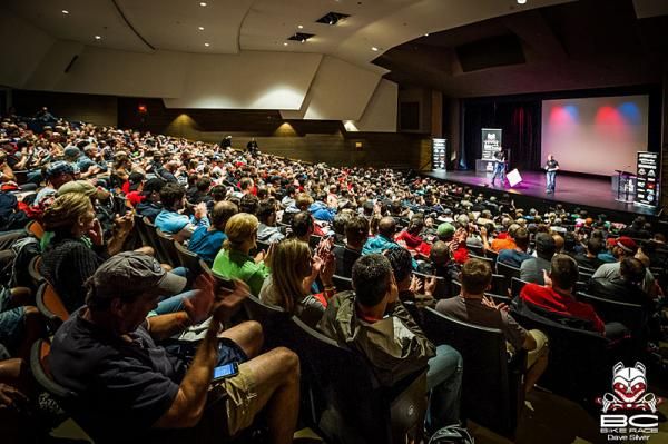 Racers at the BC Bike presentation on the eve of the action
