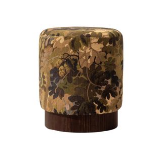 Tapestry Pouffe With Walnut Plinth