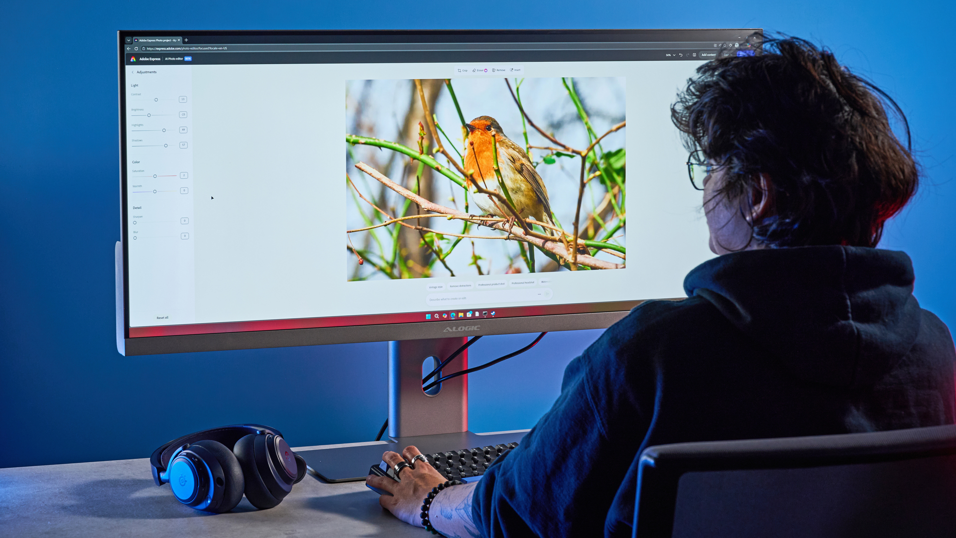 An Alogic Edge 5K ultrawide monitor