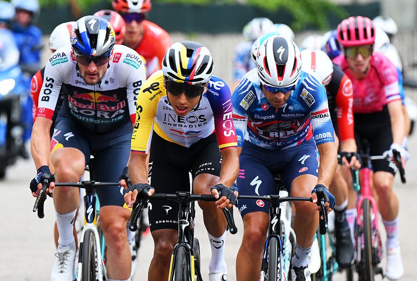 CASTRO DE ERVILLE, SPAIN - SEPTEMBER 09: Egan Bernal of Colombia and Team INEOS Grenadiers competes in the breakaway during the La Vuelta - 80th Tour of Spain 2025, Stage 16 a 167.9km stage from Poio to Mos. Castro de Herville on September 09, 2025 in Castro de Erville, Spain. (Photo by Tim de Waele/Getty Images)