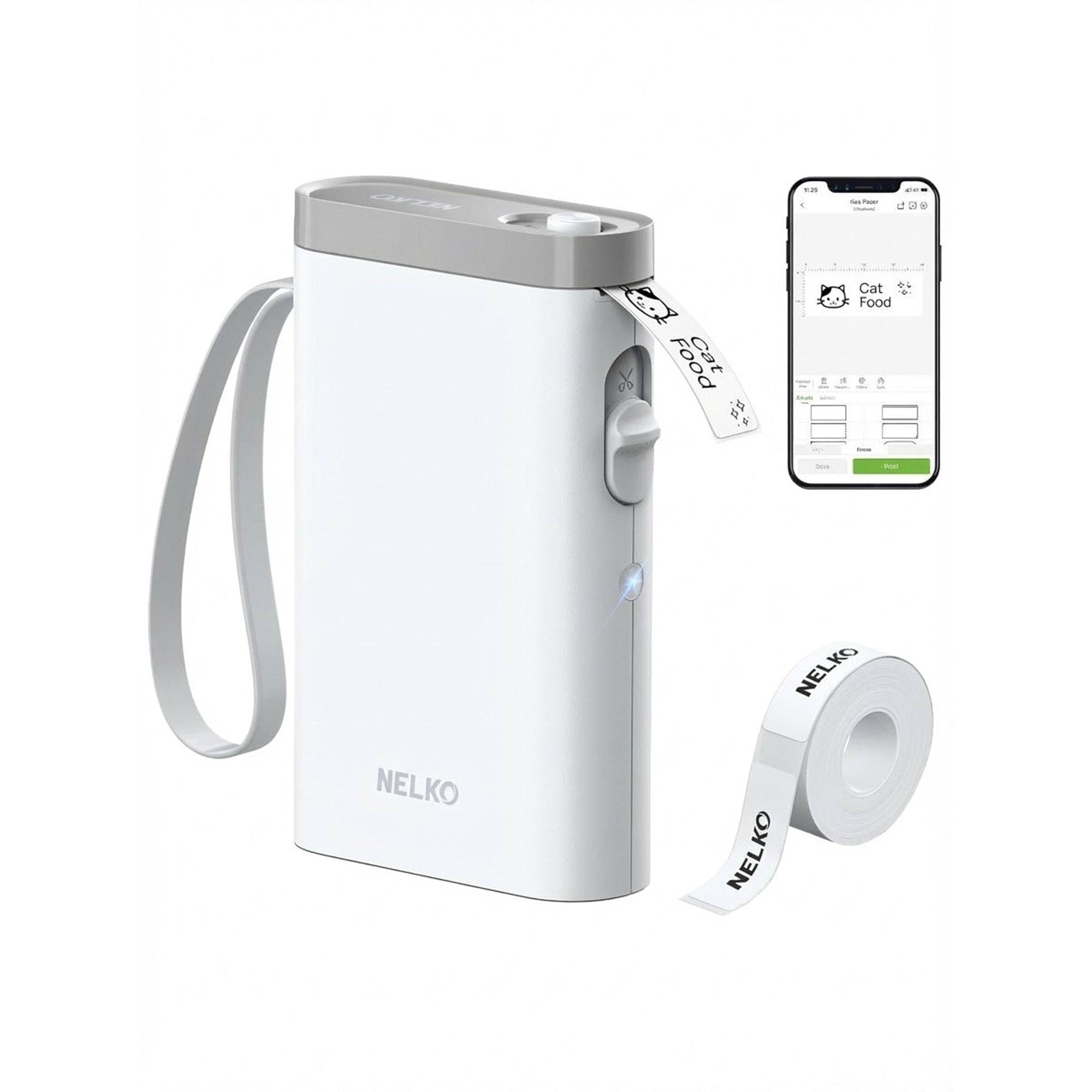 Nelko, Nelko Label Maker Machine With Tape, P21 Portable Bluetooth Label Printer, Wireless Handheld Sticker Maker Mini Label Makers With Multiple Templates for Organizing Storage Barcode Office Home, White