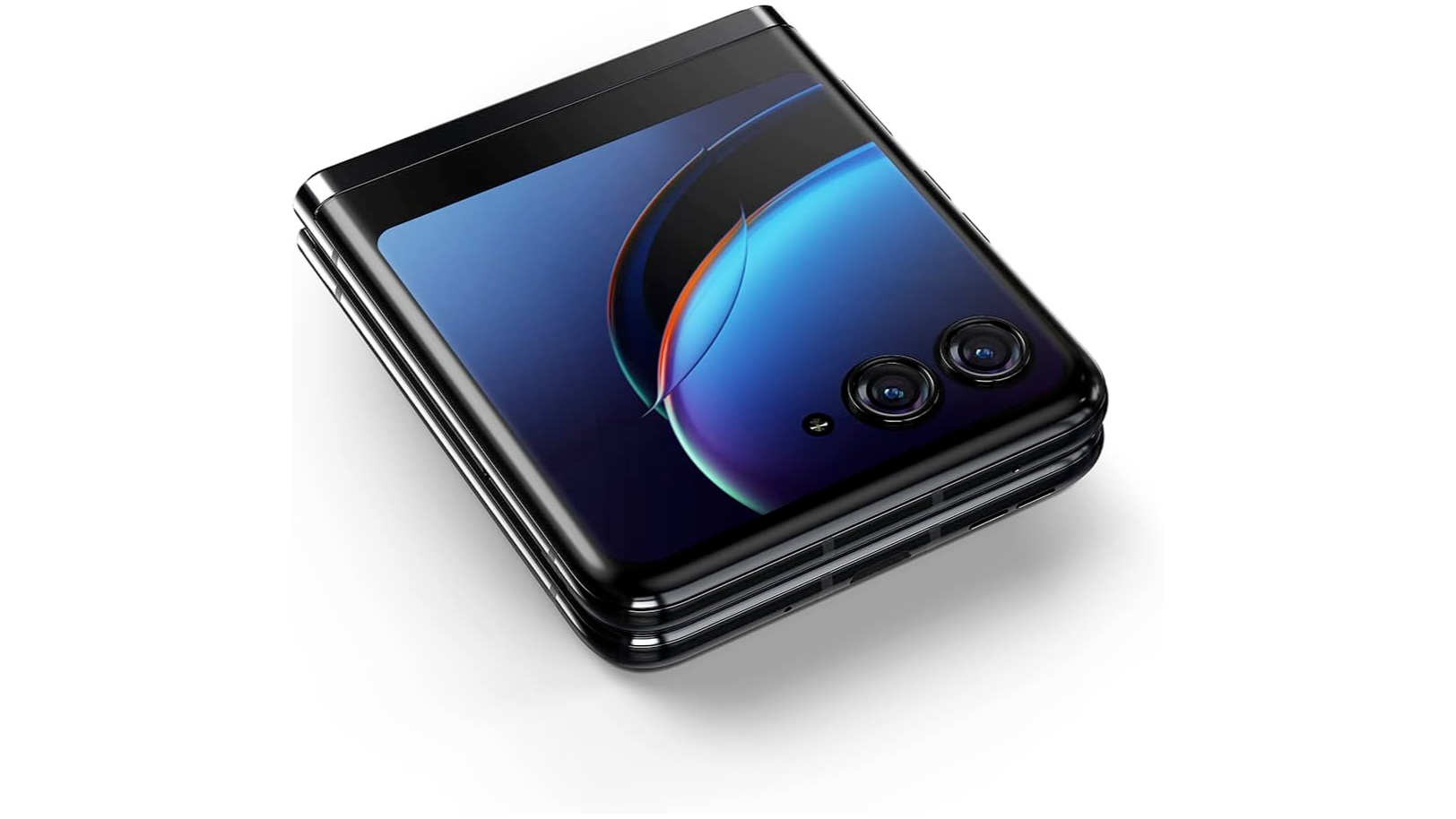 Motorola Razr Plus cerrado con tapa pantalla encendida