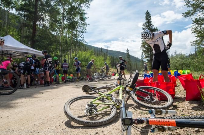 Racers refuel at aid station two for the second half of the stage