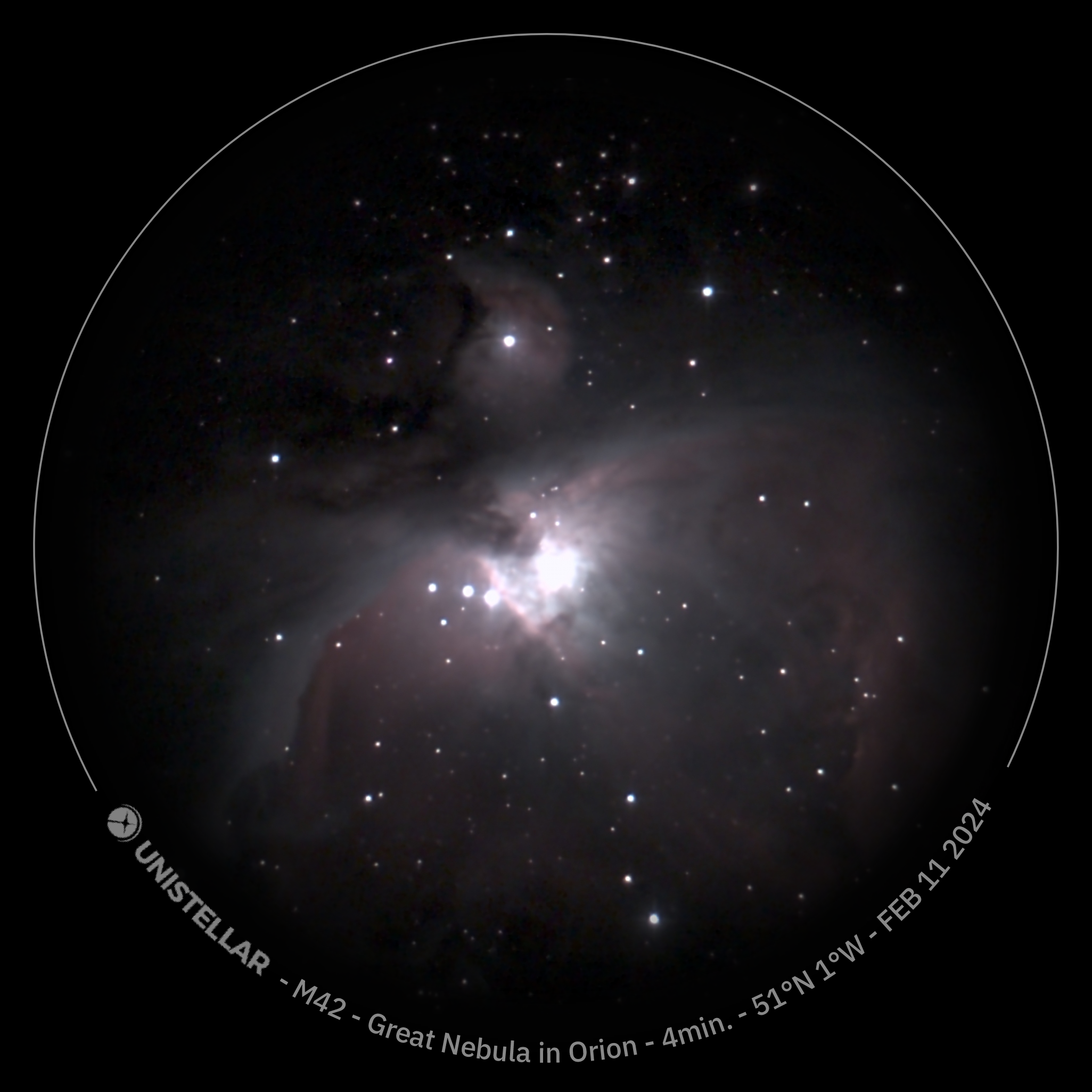 M42 Great nebula in Orion taken with the Unistellar Odyssey Pro