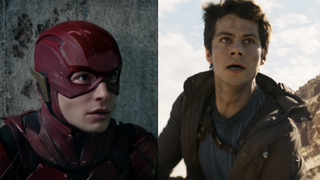 Ezra Miller as Flash and Dylan O'Brien in Maze Runner