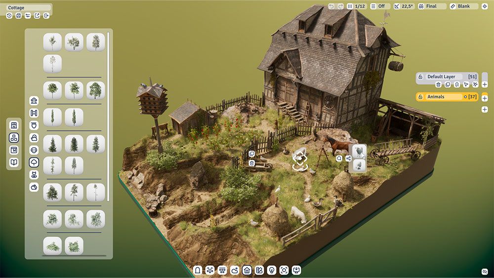 Screenshot of a 3D model from a 3D diorama-building game called Outside the Blocks