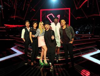 The coaches from The Voice (left to right) Ricky Wilson, Paloma Faith, Boy George and Will.i.am
