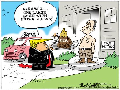 Political Cartoon U.S. Trump Putin summit eagle