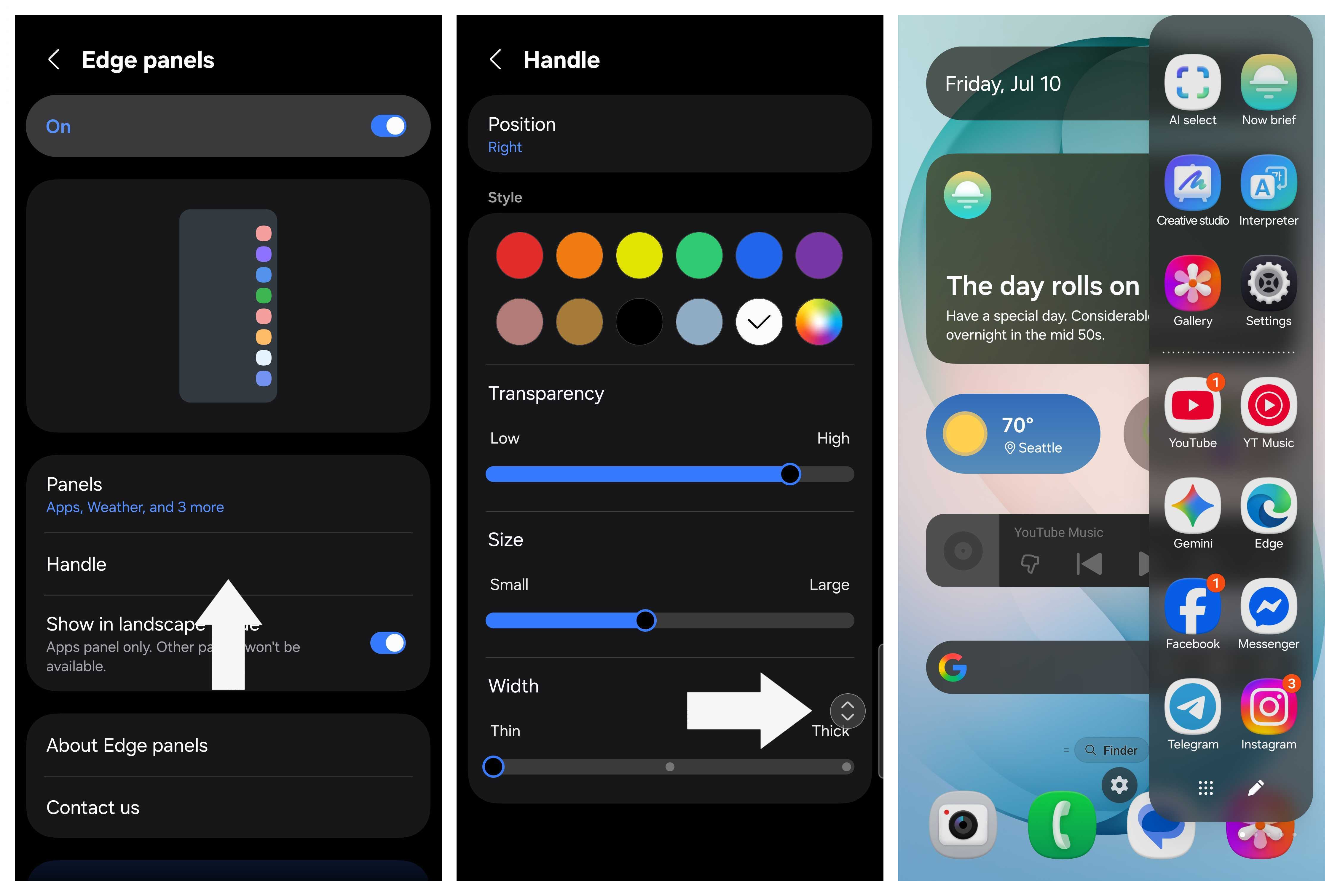 Activating and customizing the Edge Panel on a Galaxy S26