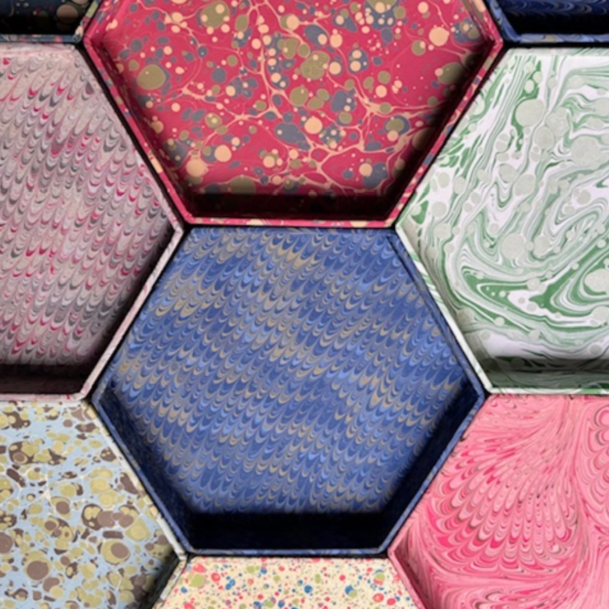 Holly &amp;amp; Co Hand-Marbled Hexagonal Large Trinket Tray