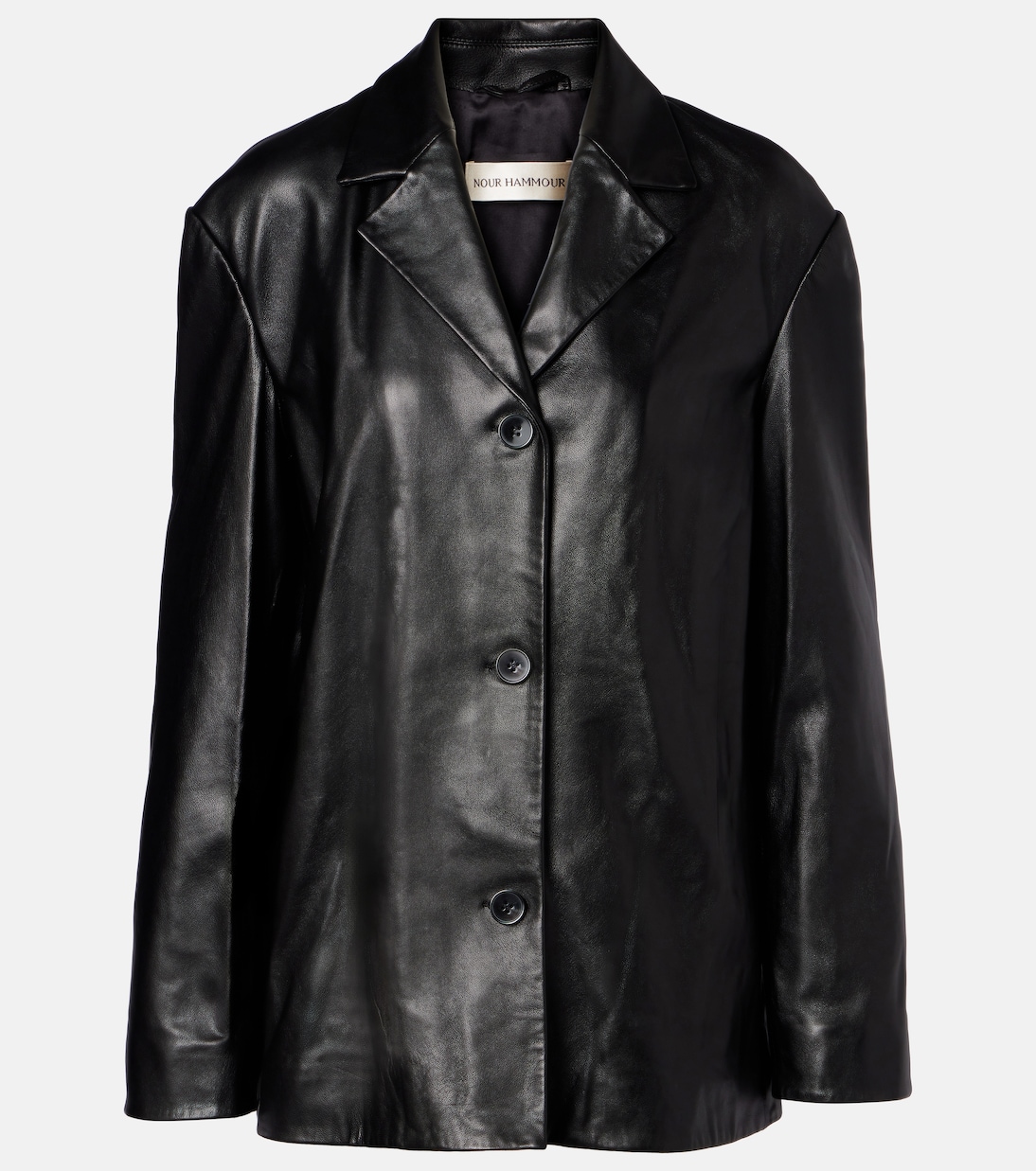 Opus Leather Blazer in Black - Nour Hammour