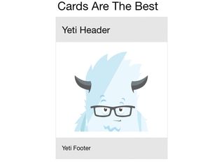 A simple card with the Foundation Yeti on it, header and footer created using the card-divider class