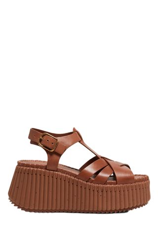 Chloé brown Nama Platform Sandals on white background