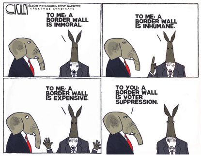 Political&nbsp;Cartoon&nbsp;U.S. Trump Border Wall Voter Suppression GOP Democrats