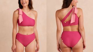 pink one shoulder bikini