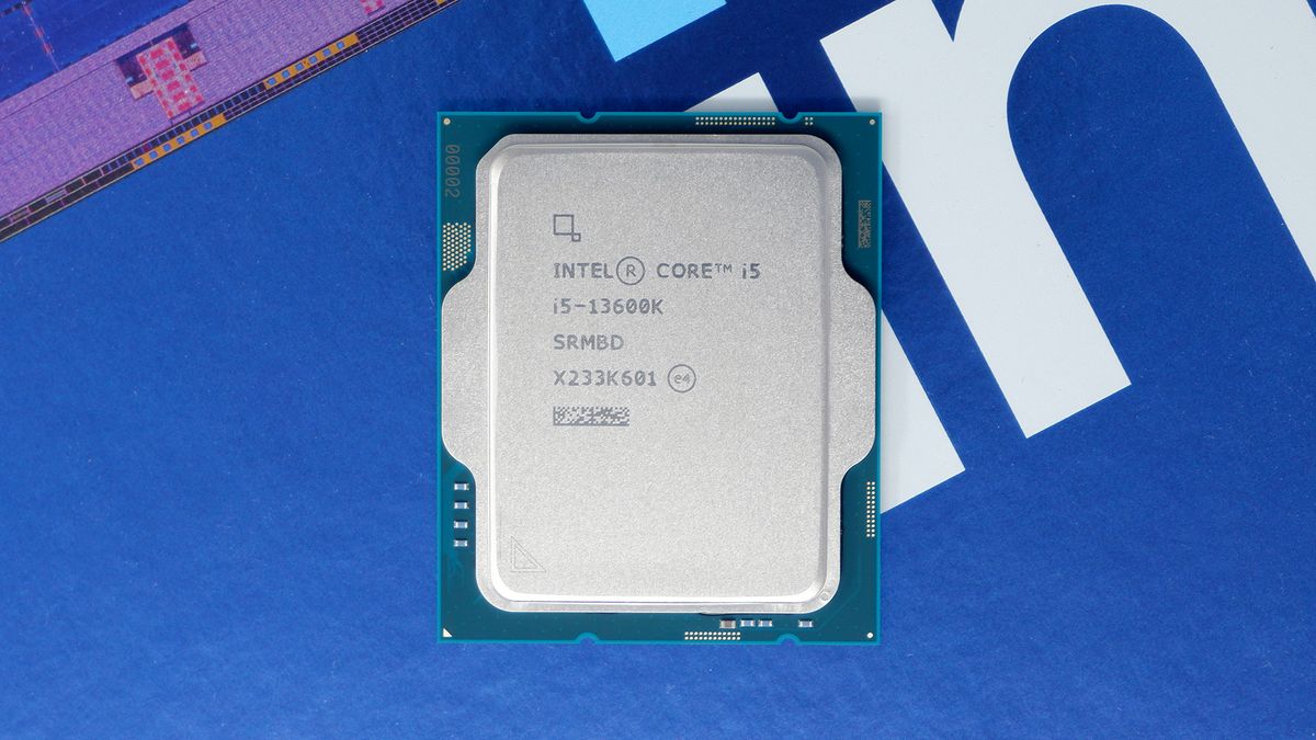 Intel&#039;s Core i5 13600K on a promotional box with the Raptor Lake die displayed on it