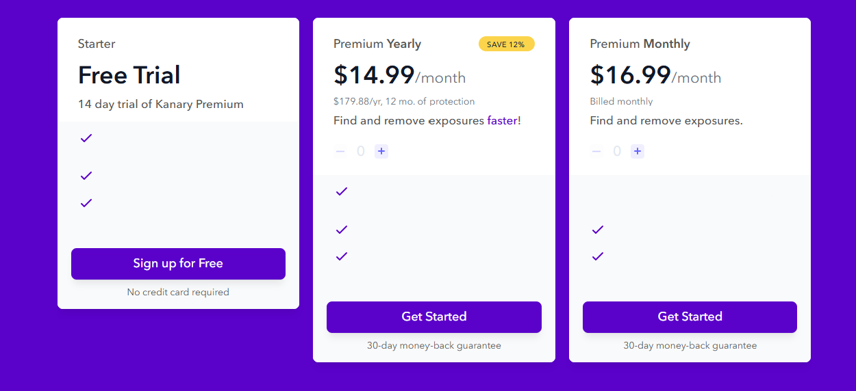 Kanari's pricing plans