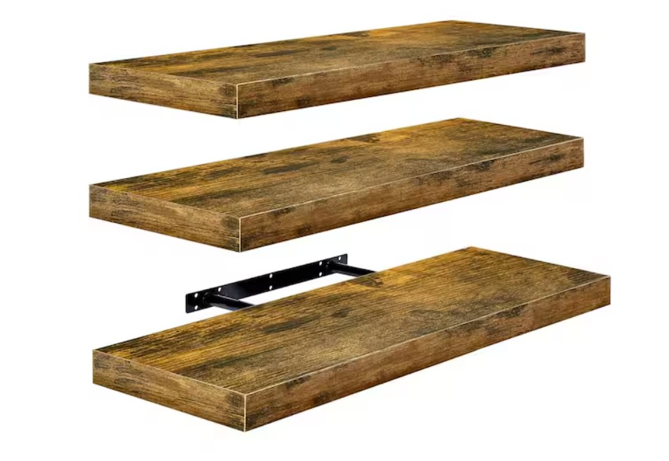 3 Pack of Sorbus Floating Shelves against white background.