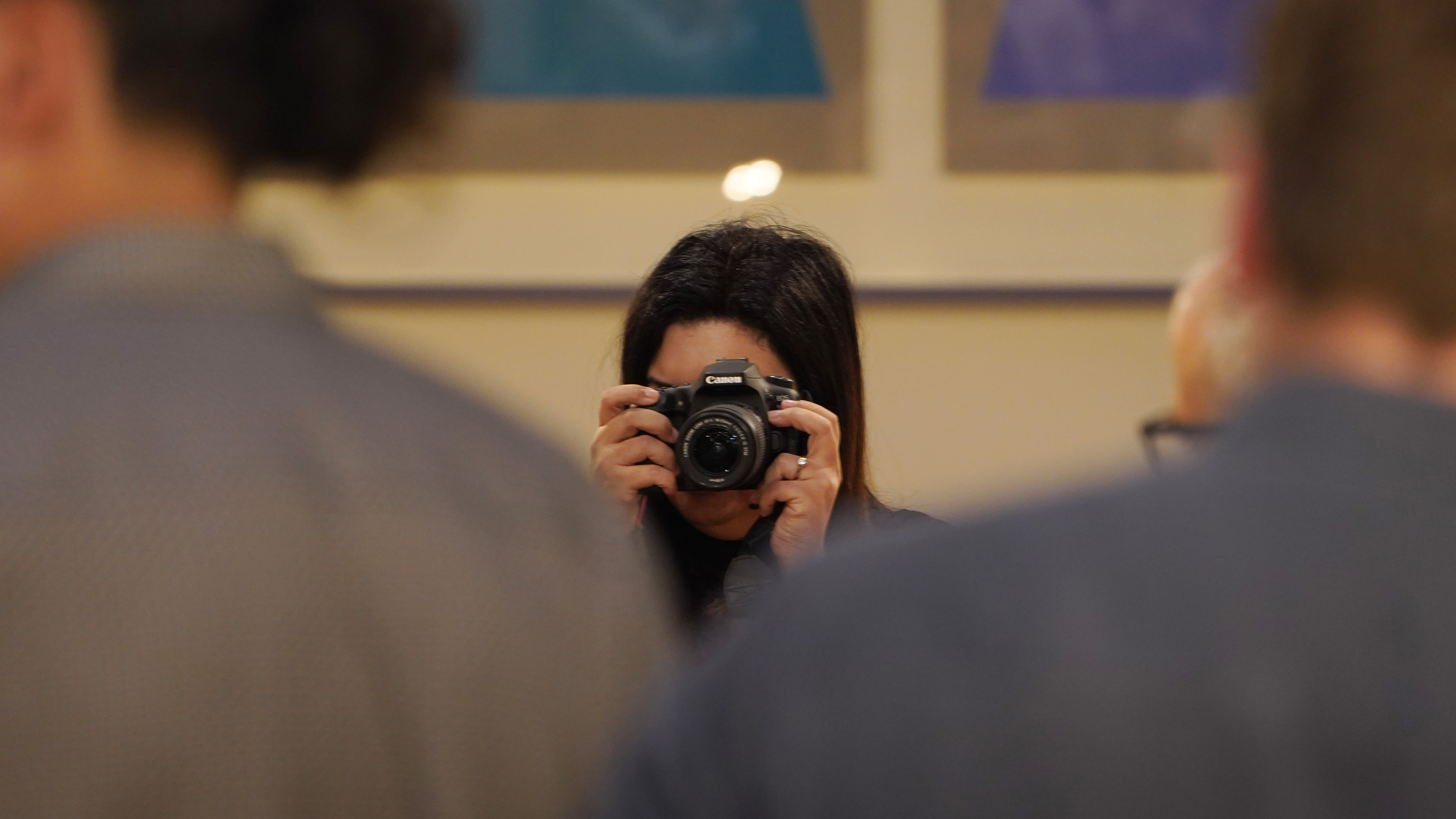 Ariane Sherine working as a photographer