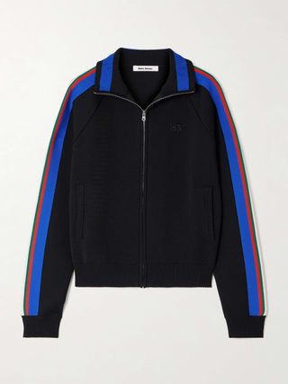 Tide Striped Embroidered Tech-Jersey Track Jacket