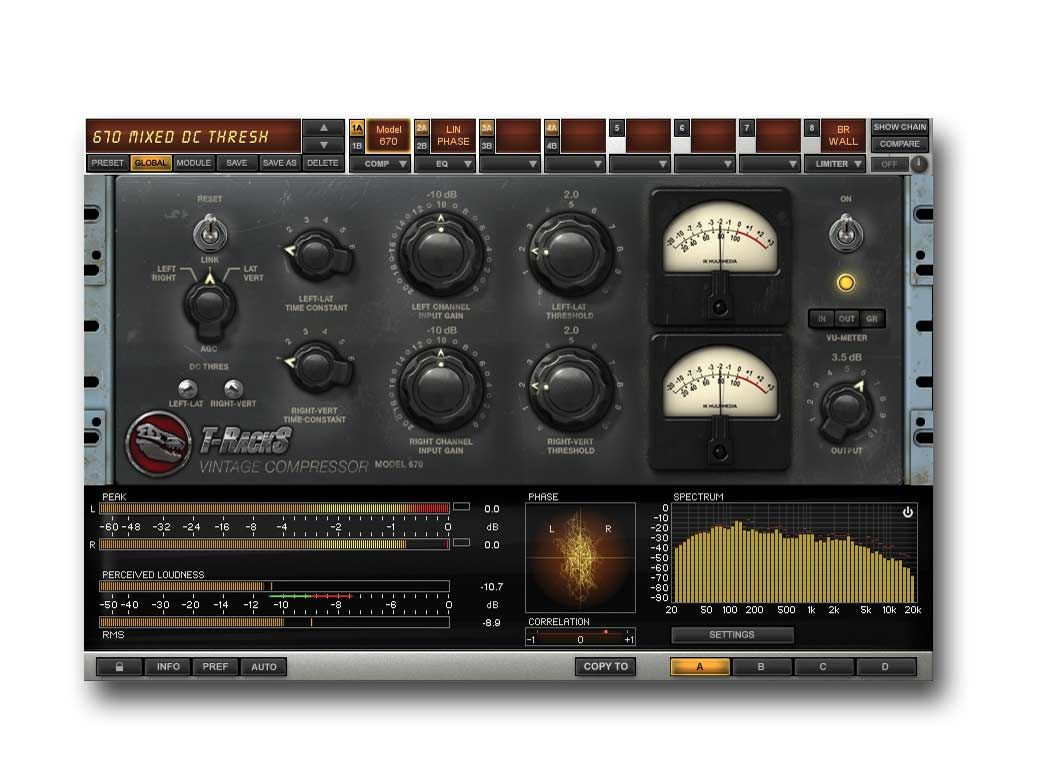 Only one of T-RackS' large effects can be viewed at any one time.