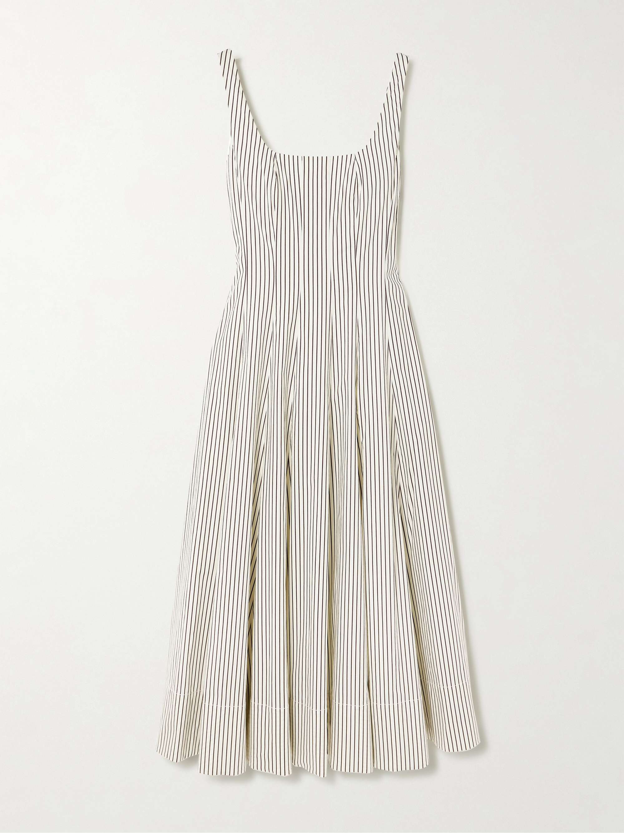Wells Pleated Striped Cotton-Blend Poplin Midi Dress