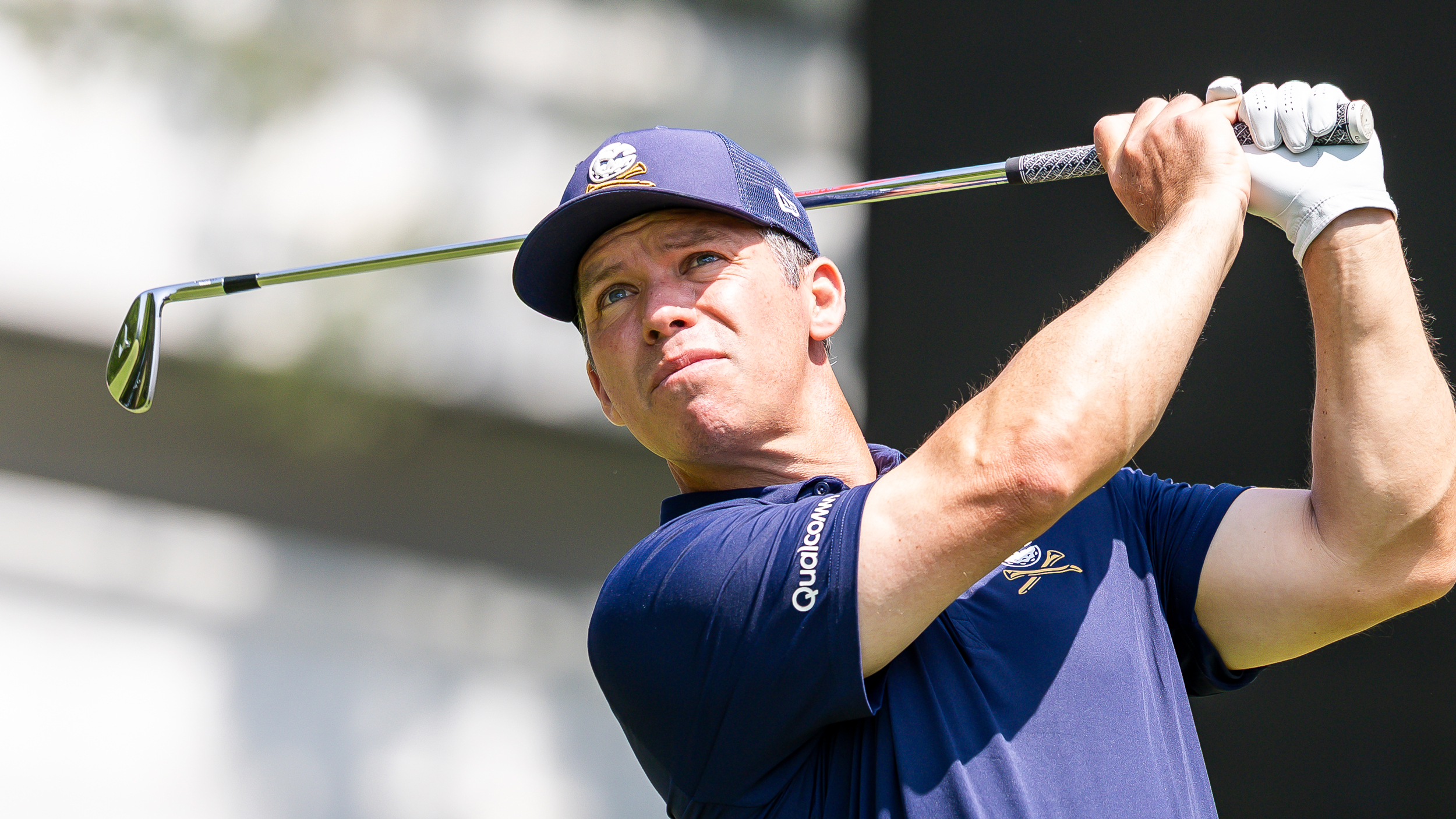 Paul Casey holds his finish on an iron shot