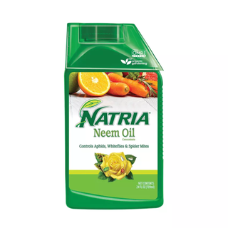 A bottle of neem oil for gardening