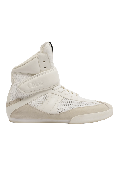 Chloe, Kick High-Top Mesh Leather Sneakers