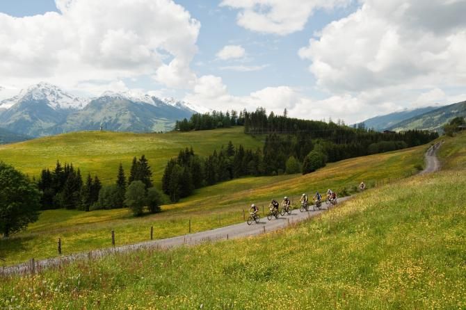 Racers roll along during stage 3 of the Bike Four Peaks