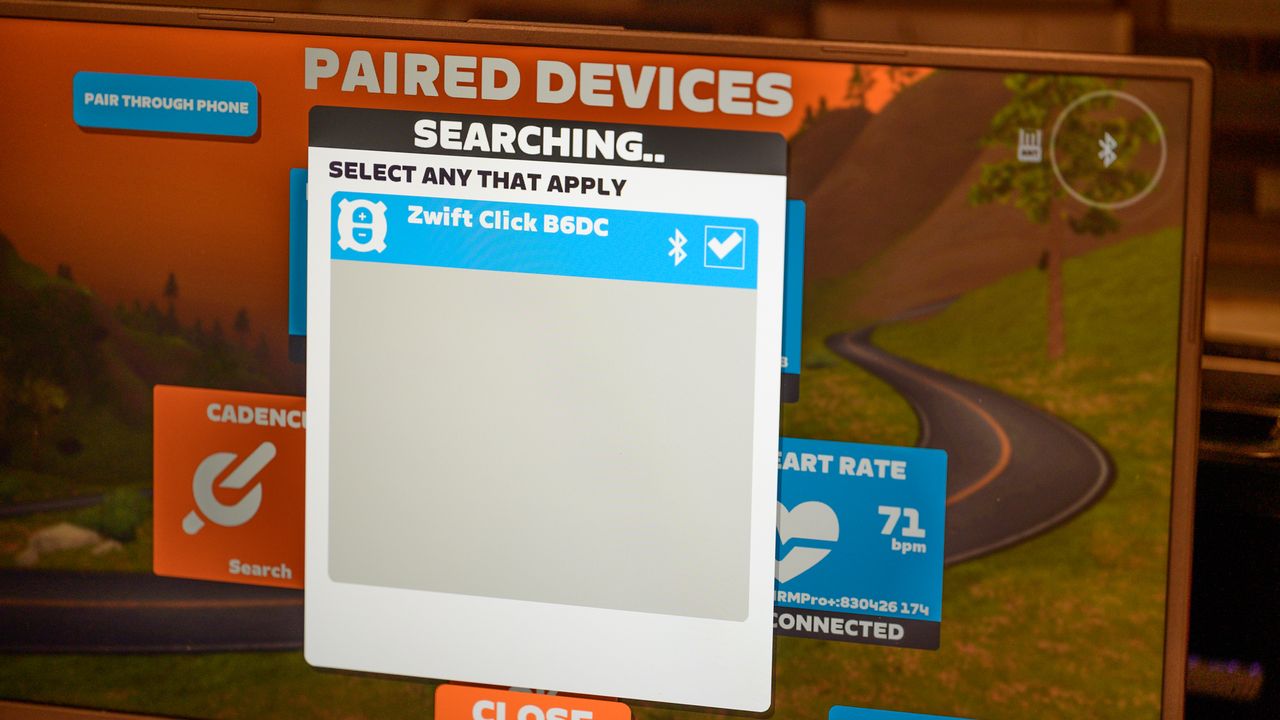 Wahoo Kickr Core Zwift One pairing screen