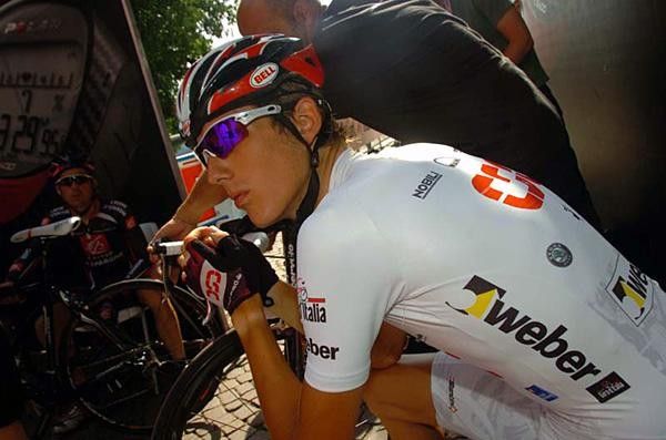 Andy Schleck (Team CSC) waits to start.