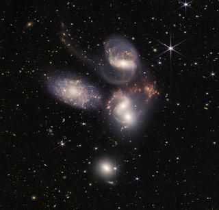 In an enormous new image, NASA's James Webb Space Telescope reveals never-before-seen details of galaxy group “Stephan’s Quintet”