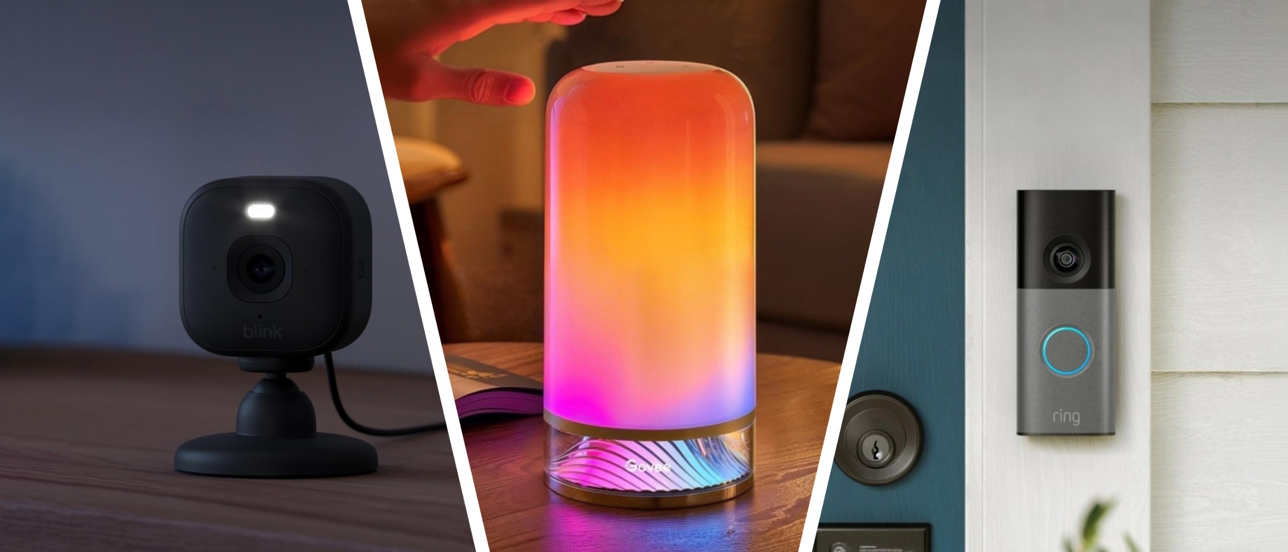 Blink camera, Govee light and Ring doorbell