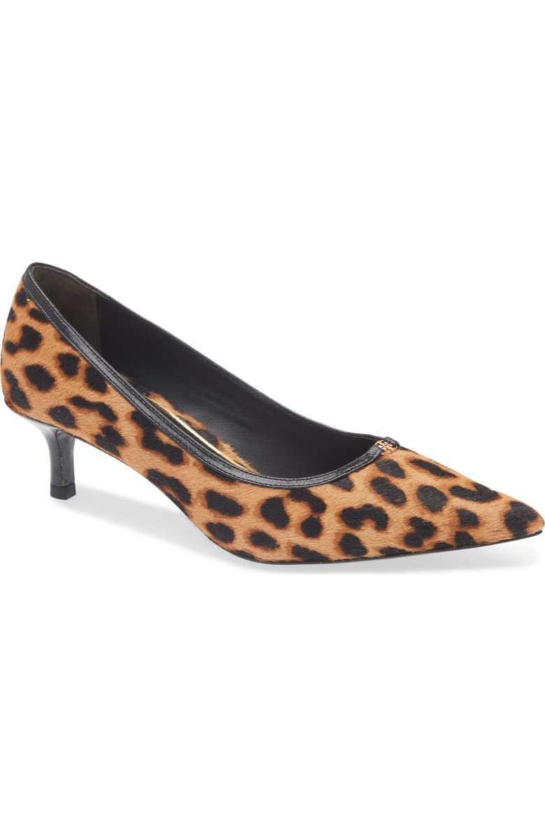 Double T Buckle Genuine Calf Hair Kitten Heel Pump