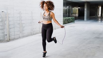 Woman doing a jump rope workout