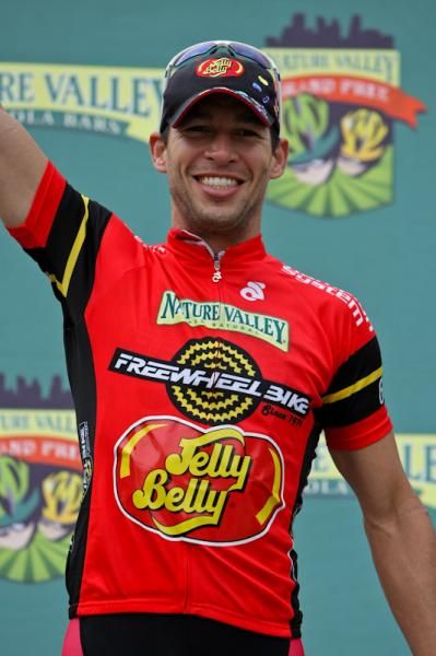 Bernard Van Ulden (Jelly Belly) gets the most aggressive rider jersey for his win.