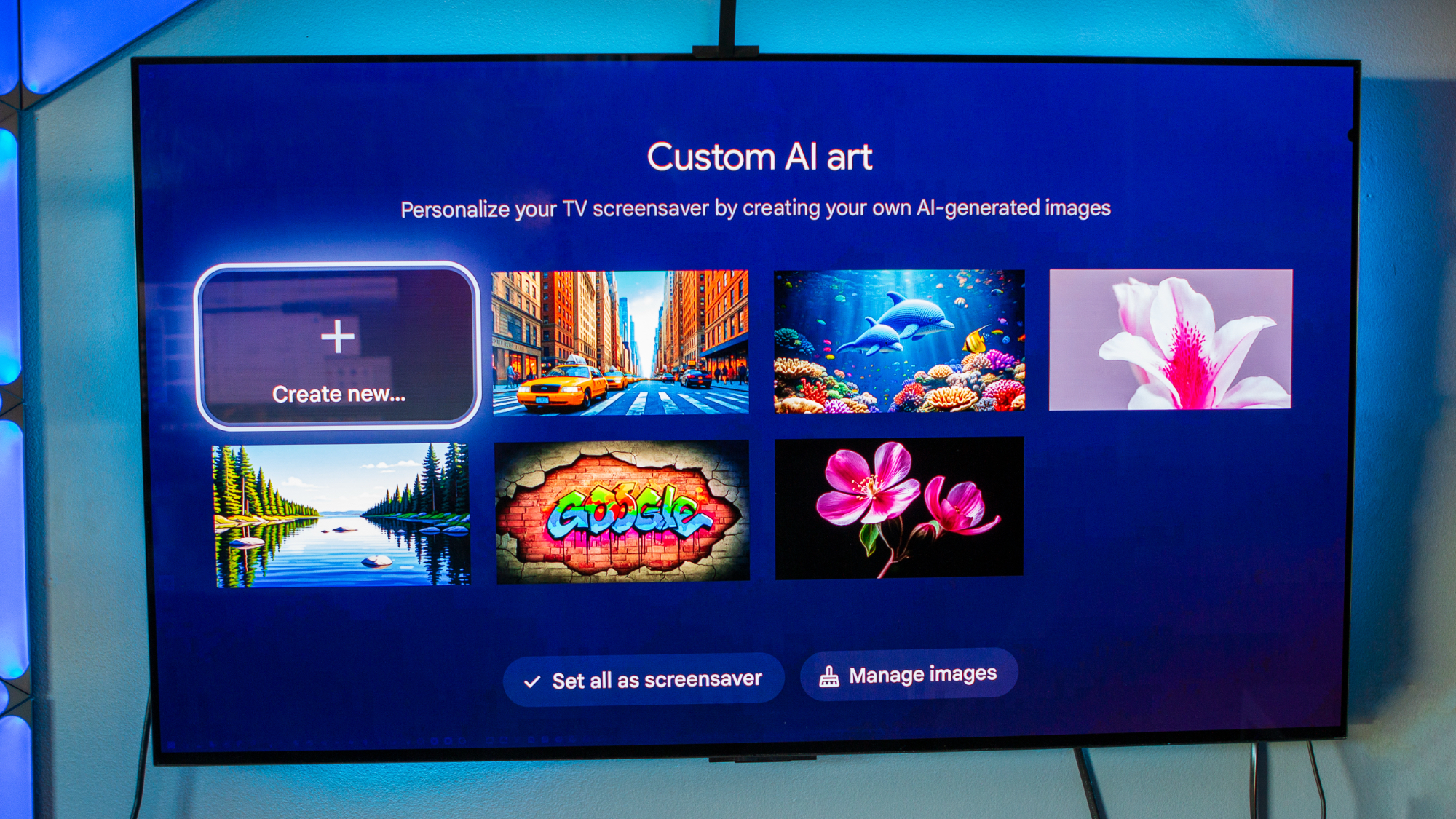 Google Gemini AI Screensaver options on Google TV Streamer