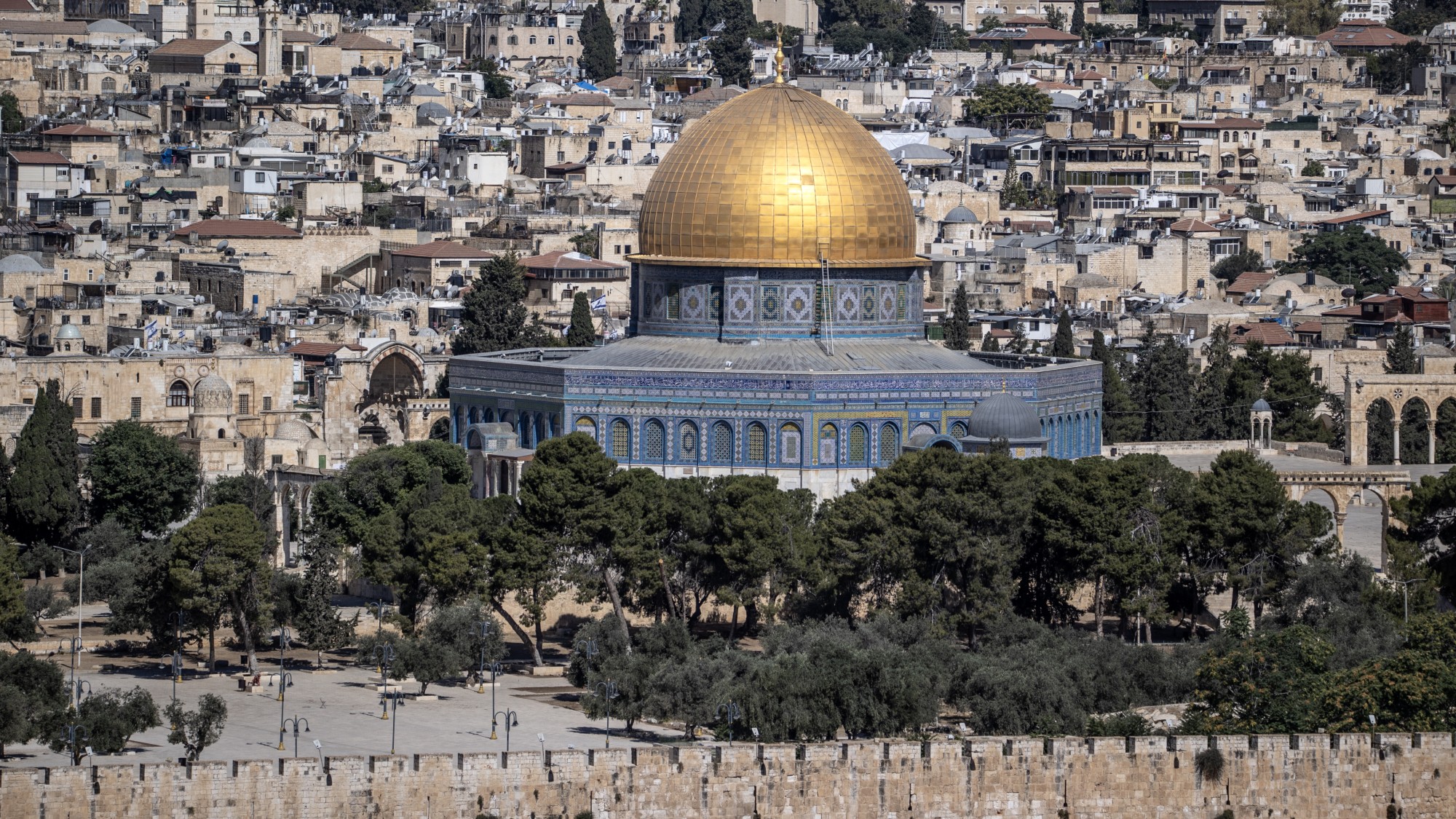 Al-Aqsa Mosque and its courtyard in the Old City of East Jerusalem