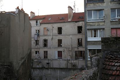 The damaged apartment building in St. Denis.