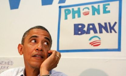 President Obama visits his campaign field office while campaigning in Florida