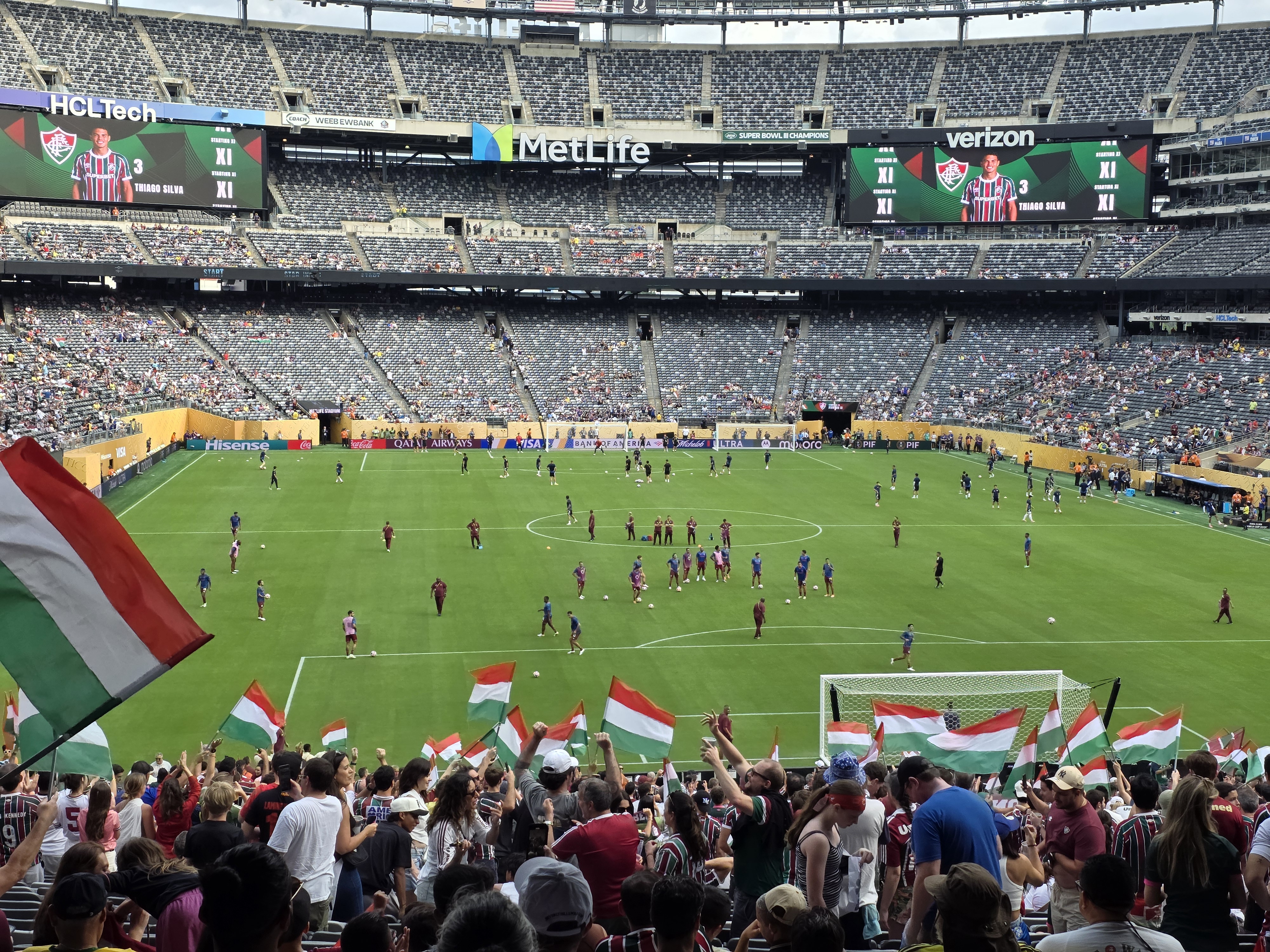 A sports photo captured at 2x zoom with the Galaxy S25 Edge at MetLife Stadium.