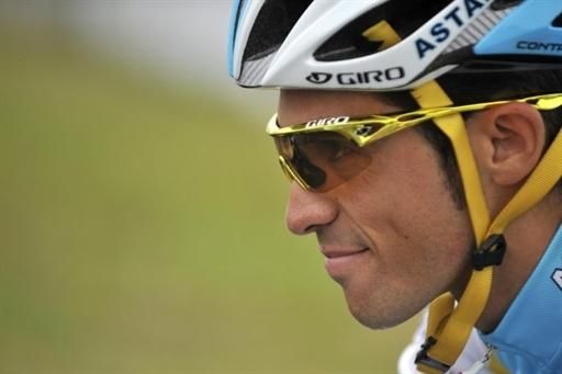 Alberto Contador heads out for a spin from Pau.