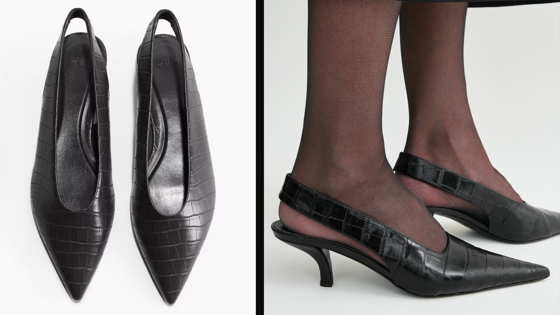 Toteme Classic Croc Slingbacks alongside £20 H&amp;M lookalike flats