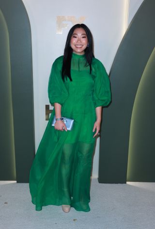 Awkwafina wears a green dress to the 2024 Emmys after-parties.