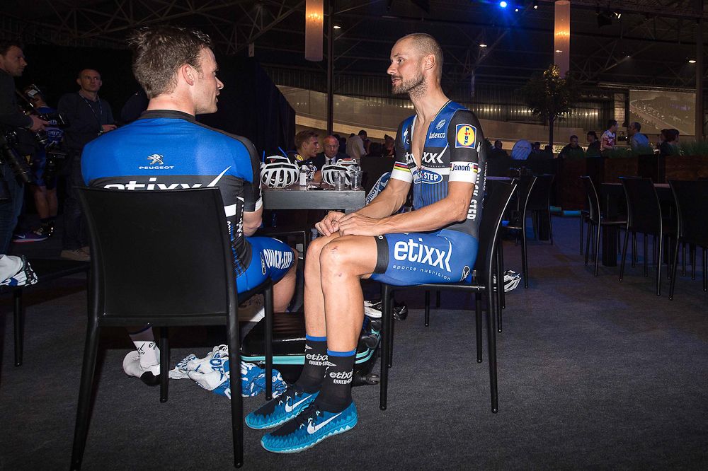 Tom Boonen and Iljo Kiesse at the Etixx-QuickStep presentation.